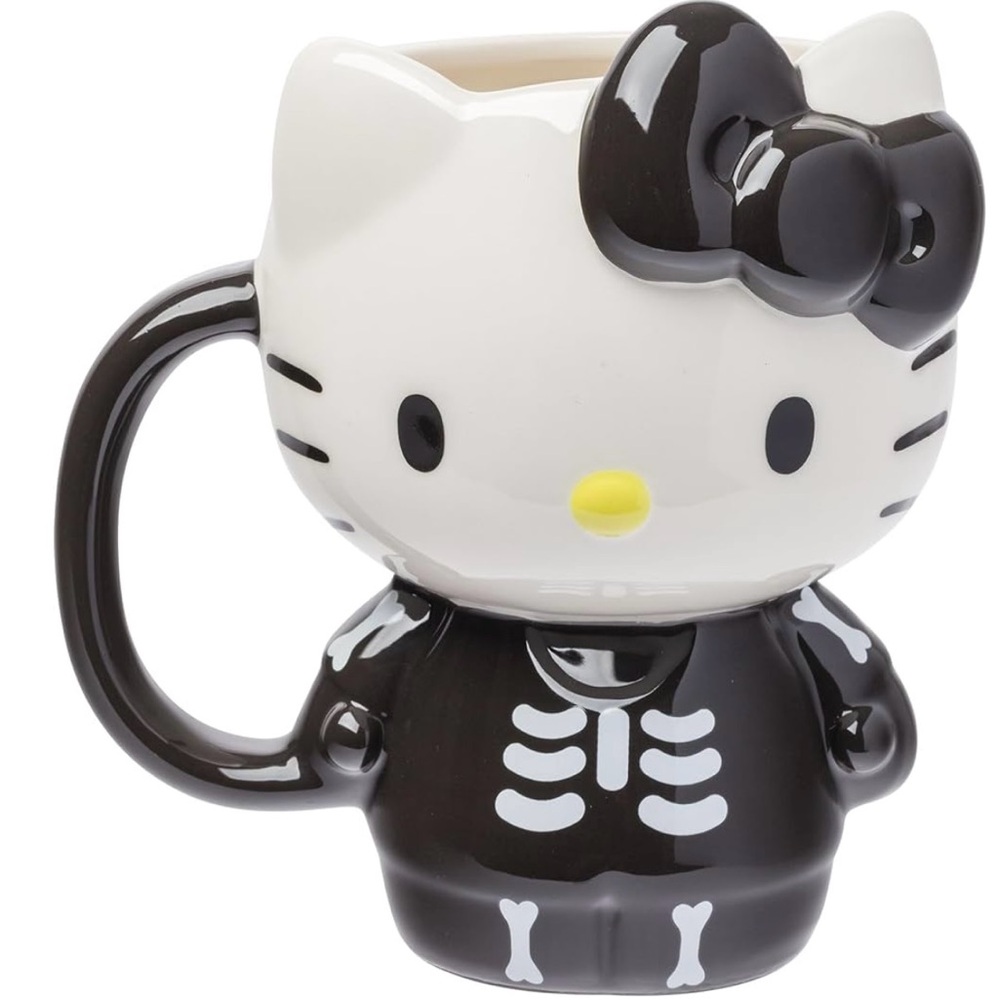 Hello Kitty Black and White Skeleton Ceramic Mug
